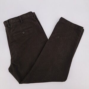 Samuel Windsor Mens 38x28 Dark Brown Moleskin Trousers Size 38S Flat Front